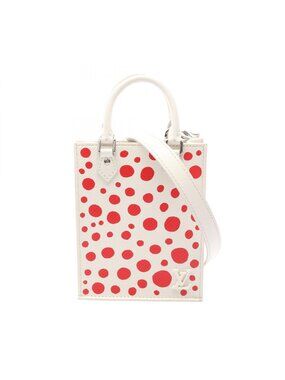 Louis Vuitton Handbag Yayoi Kusama Petite Sac Plat 2-Way White Red Leather LV Yk